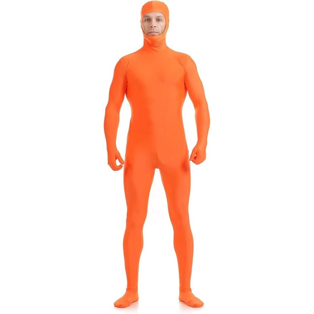 Orange Full Bodysuit Costume Lorax, Crayon, Carrot, High Stretch Fabric For Men